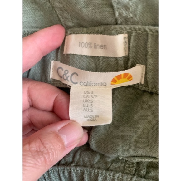 C & C California Green Linen Joggers Women’s Size Small - Picture 3 of 4